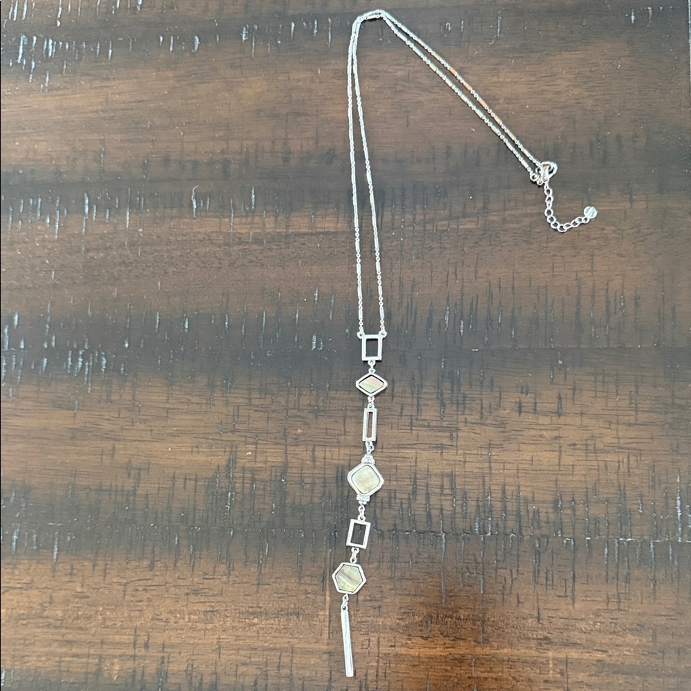 White House Black Market Silver Necklace with Geometric Charms
